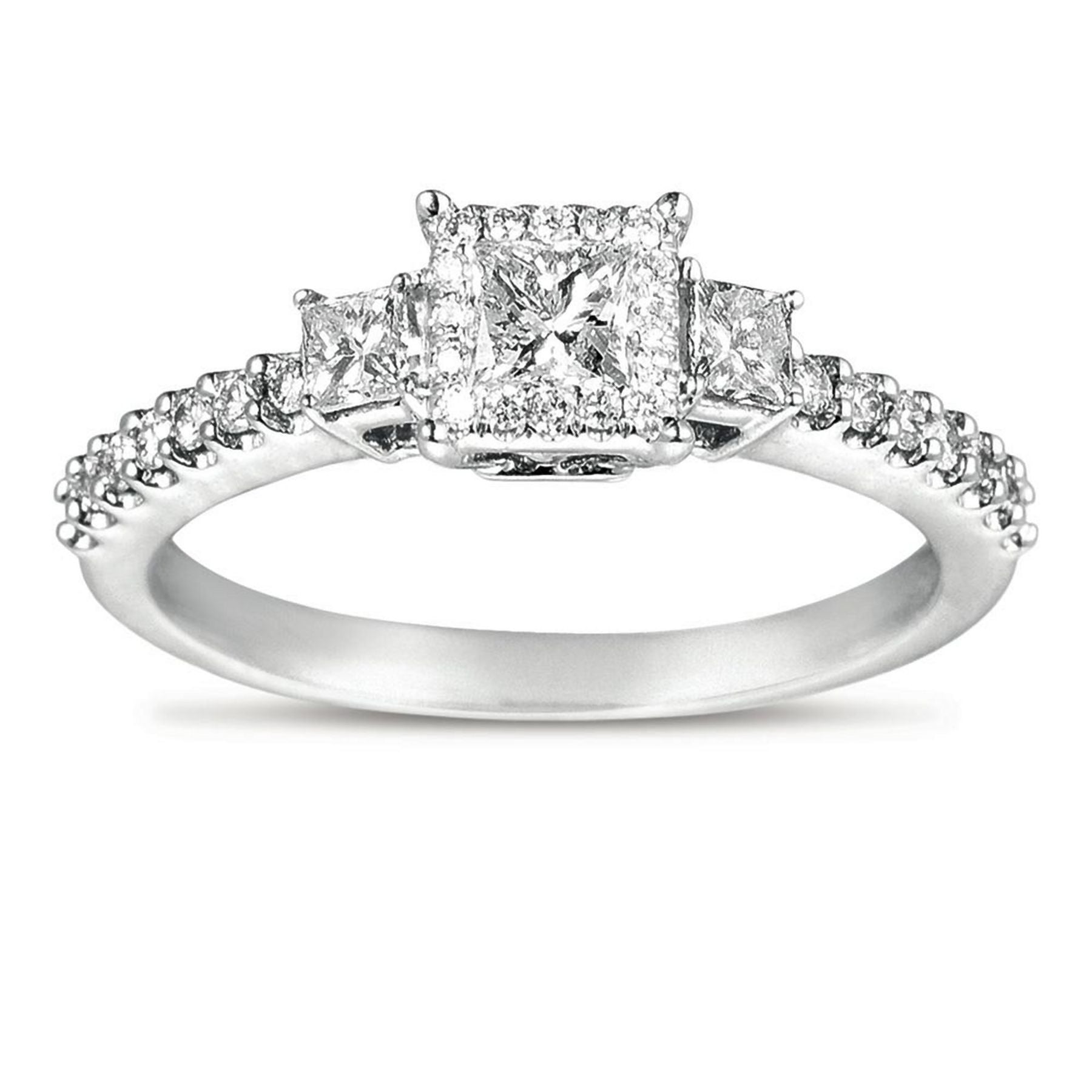 1.00 CT Princess Natural Diamond | Fashion Ring | 14K White Gold | I Color | I1 Clarity