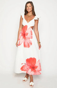Kaden Floral Print Maxi Dress | White