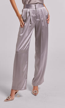 Keaton Satin Pants | Platinum