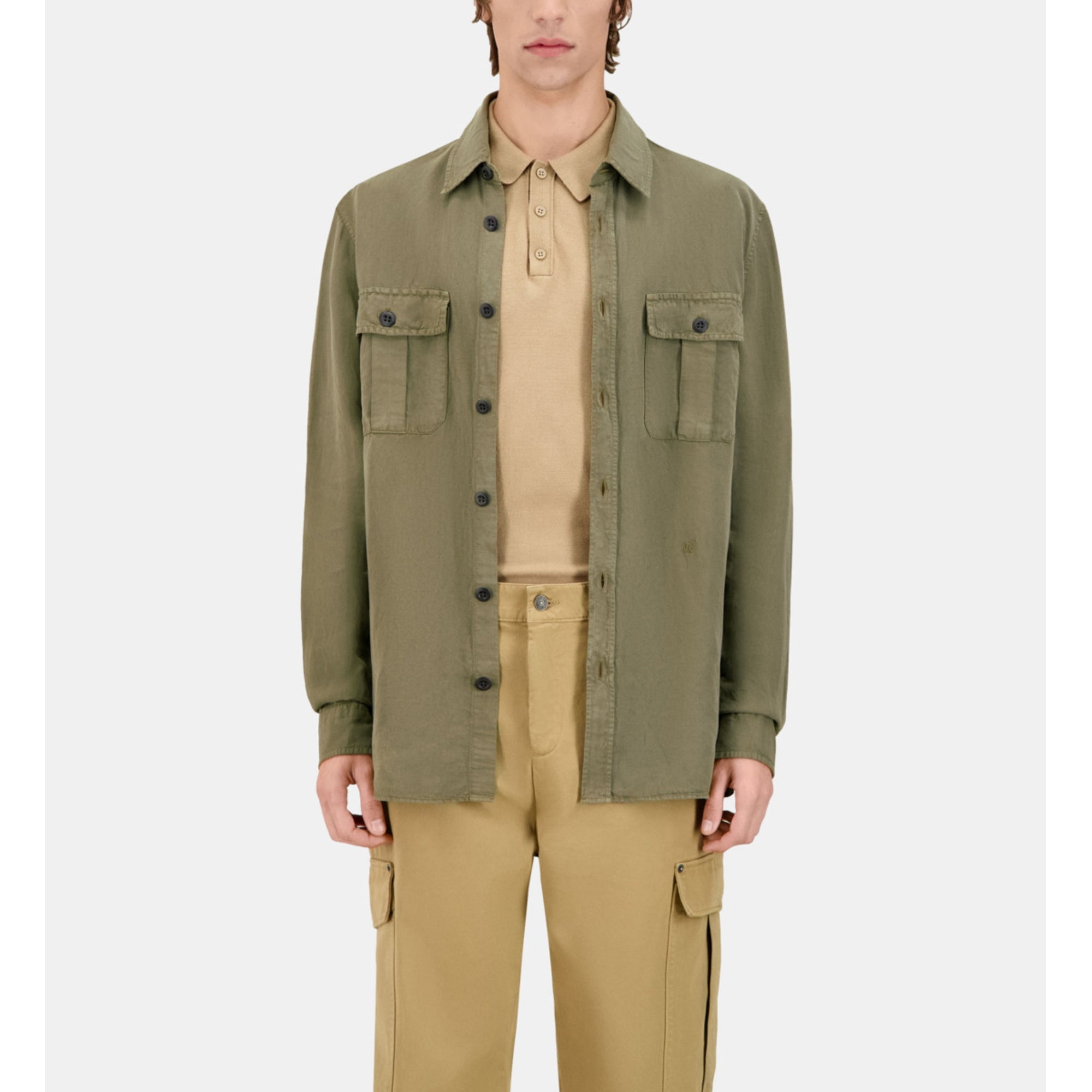 Lyocell And Linen Shirt | Men | Khaki