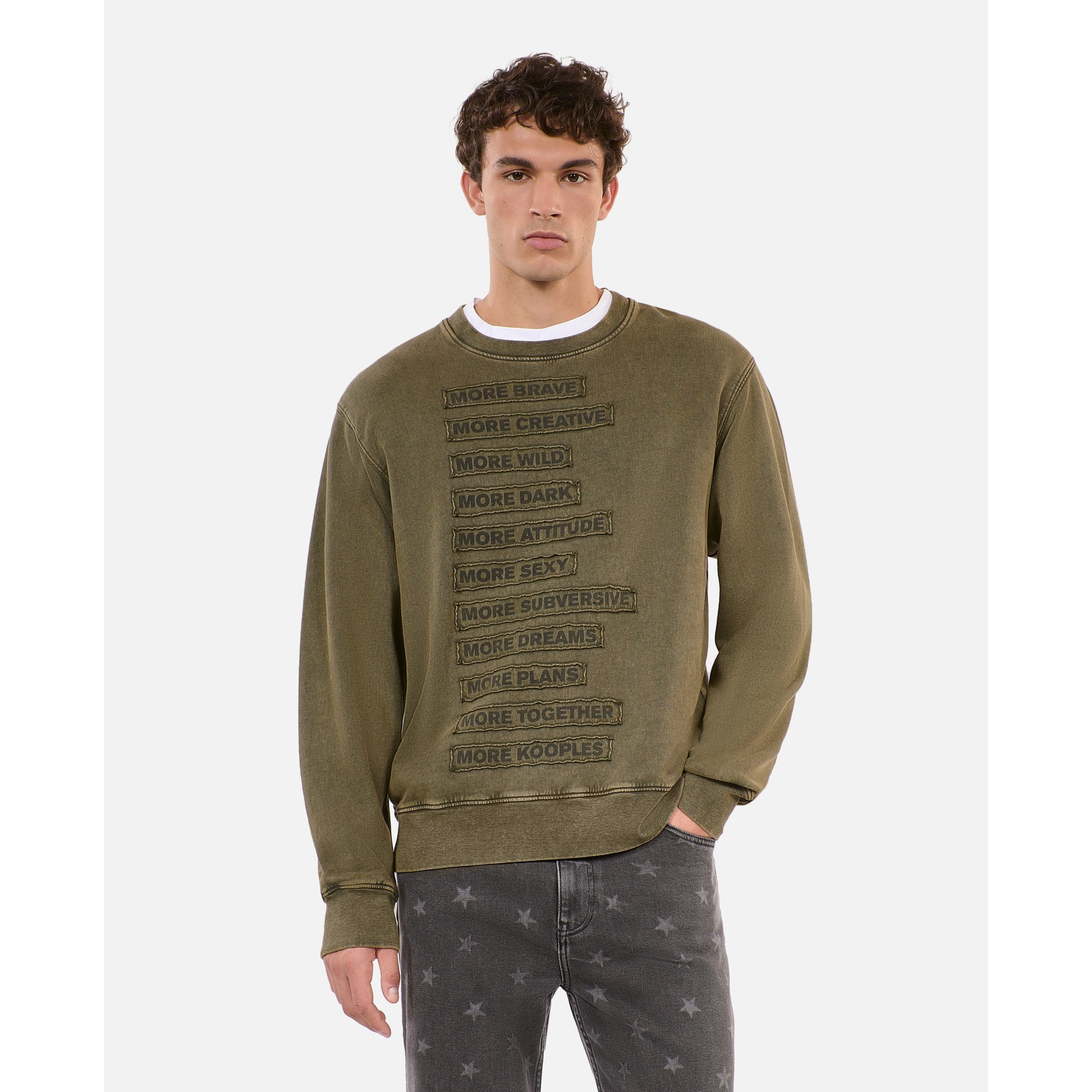 Khaki Patch Sweatshirt | Men | Olive Night