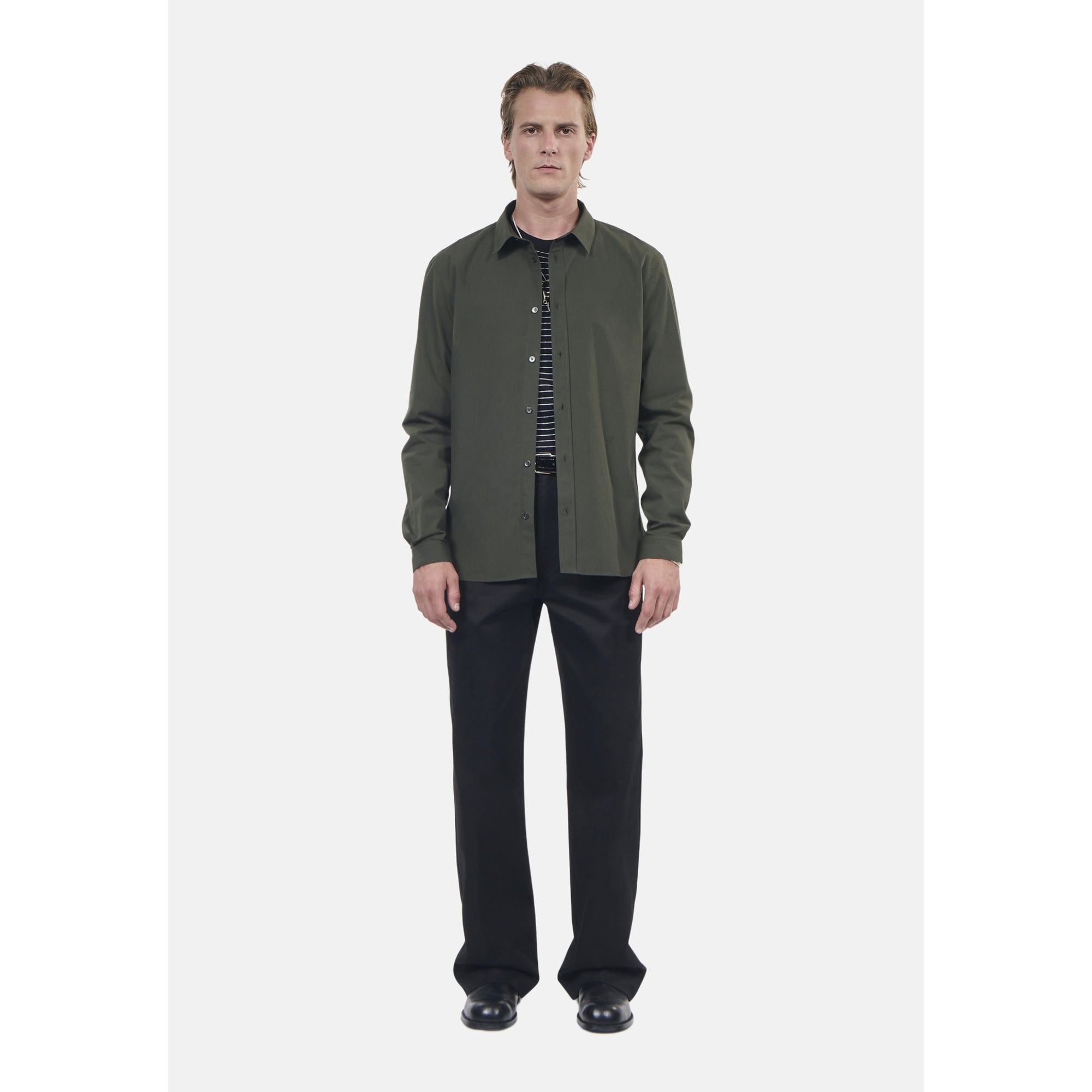 Khaki Poplin Shirt | Men | Dark Green