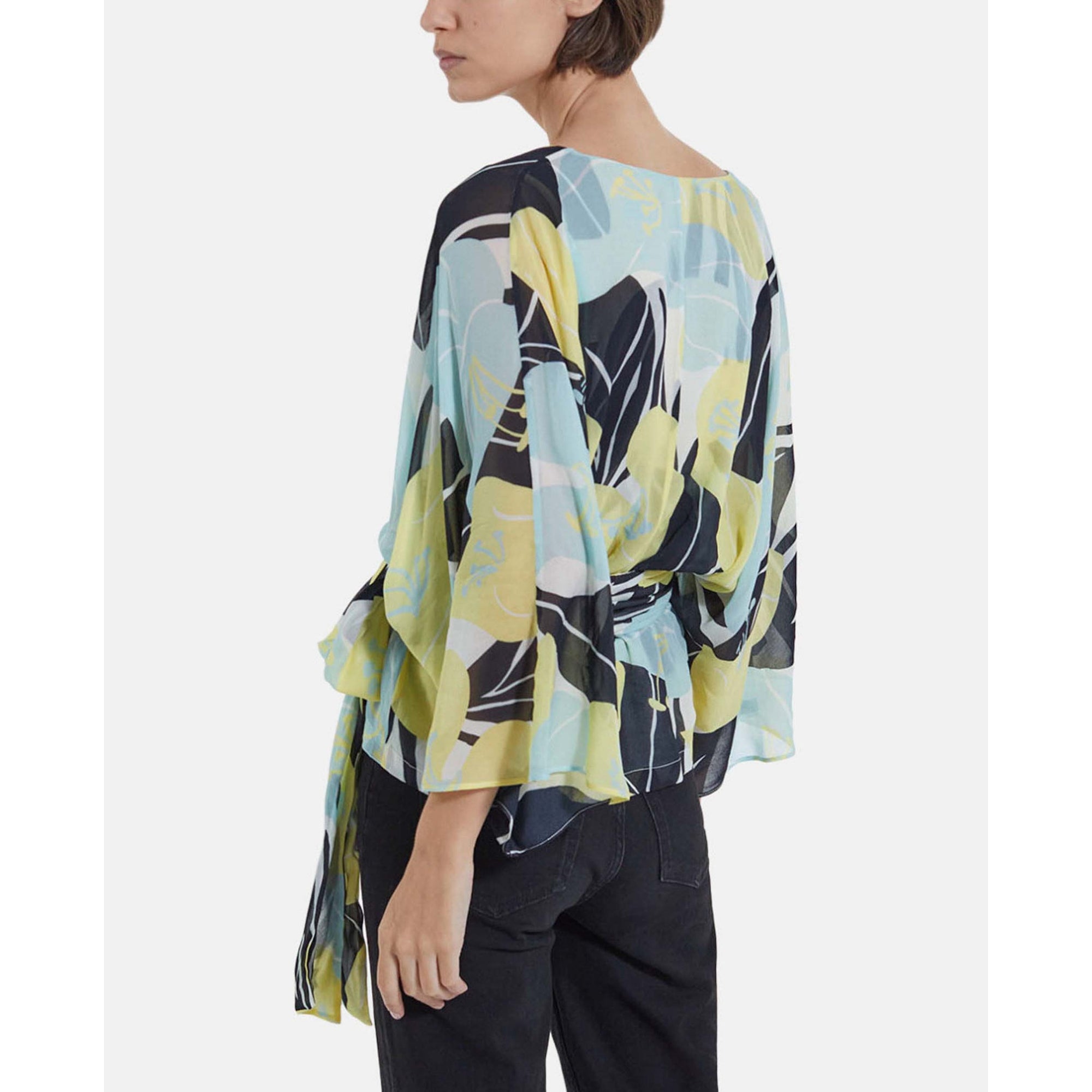 Kimono Flowing Top With Floral Print | Women | Green