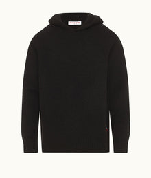 Kirk Alpaca Merino Relaxed Fit Hooded Alpaca-Merino Knit Jumper | Black
