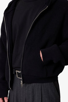 Knit Zip Up Hoodie | Black