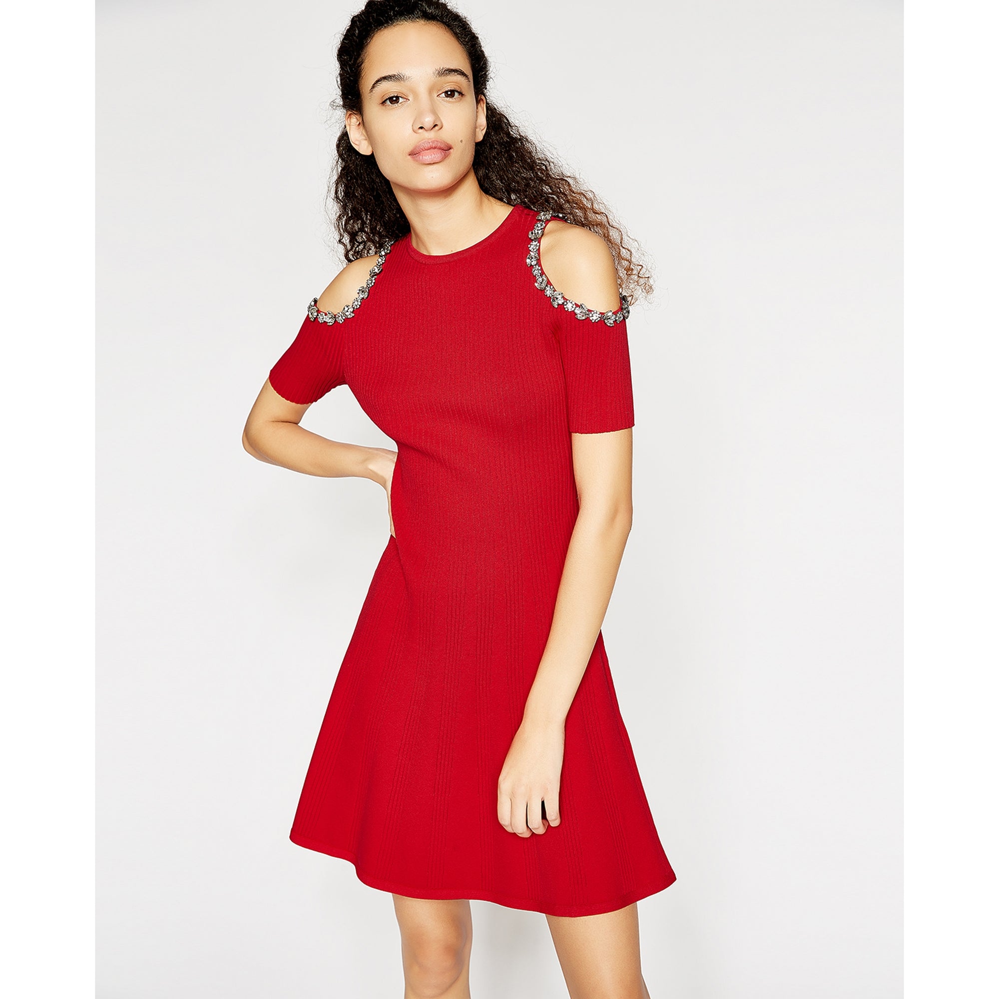 Knit Dress With Jewels | Women | Red