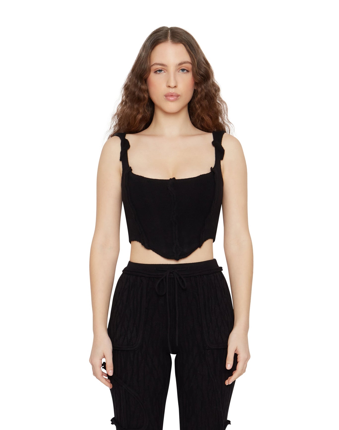 Knit Seamed Corset | Black