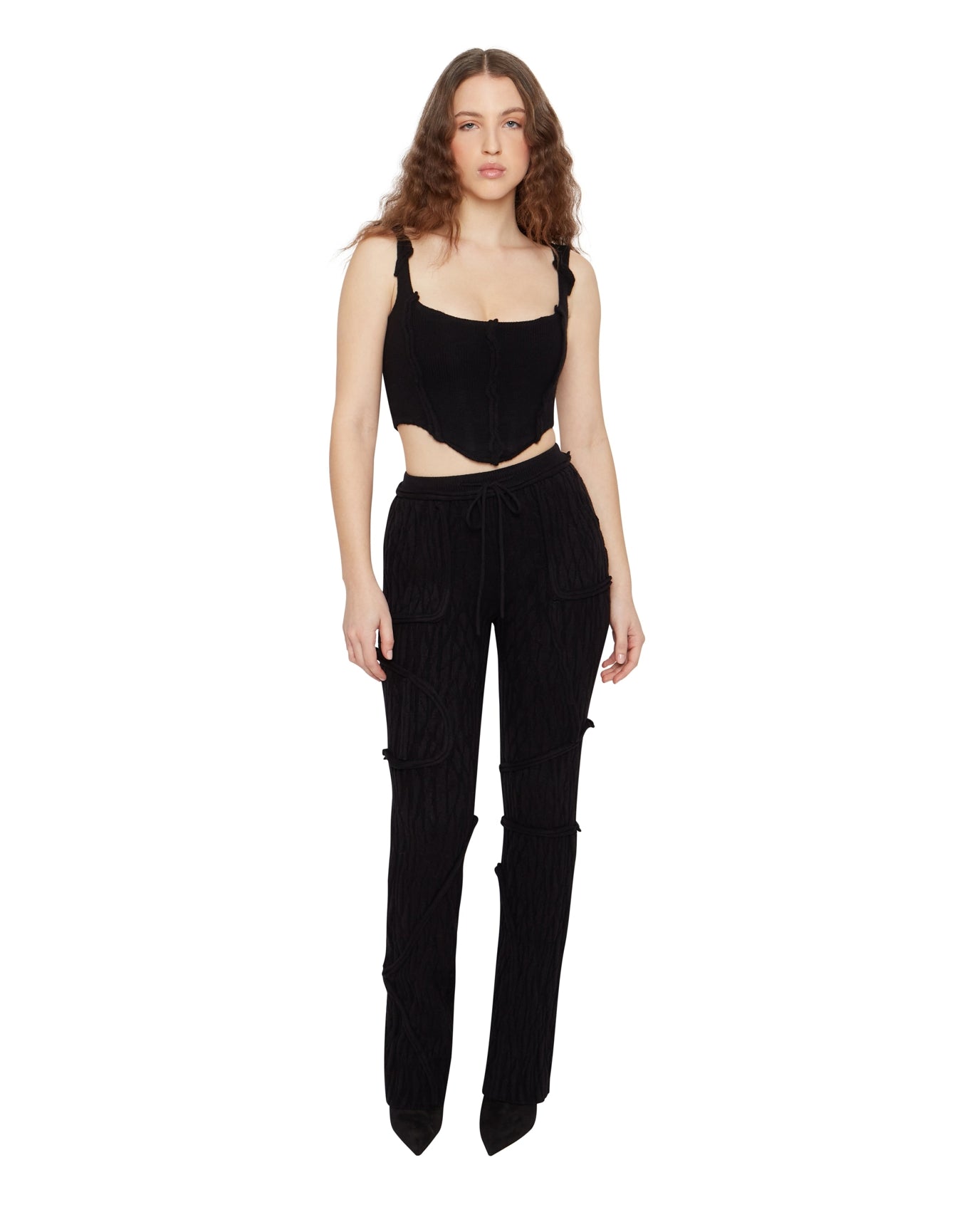 Knit Seamed Corset | Black