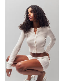 Knit Side Tie Short | White