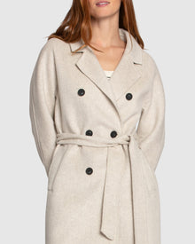Women | Boss Girl Double-Breasted Lined Wool Coat | Oat Marle