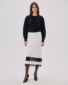 Women | Lace Inset Skirt | White x Black