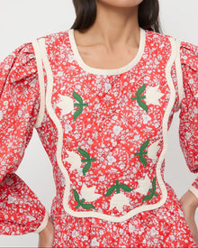 Color: Red Rosette Floral