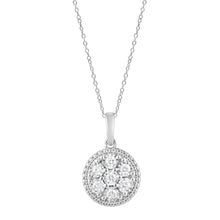 Womens | 0.25 CT Round Cut Lab Grown Diamond | Cluster Pendant Necklace | Sterling Silver | I-J-I1
