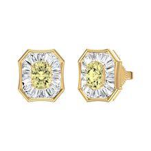 3.23 CT Yellow Cushion/Baguette Lab-Grown Diamond | Studs Earrings | 14K Yellow Gold | G Color | VS Clarity