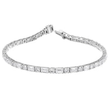 6.60 CT Emerald/Round Lab-Grown Diamond | Tennis Bracelet | 14K White Gold | G Color | VS-I Clarity