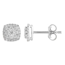 Womens | 0.33 CT Round Cut Lab Grown Diamond | Halo Stud | Sterling Silver | H-I-SI3/I1