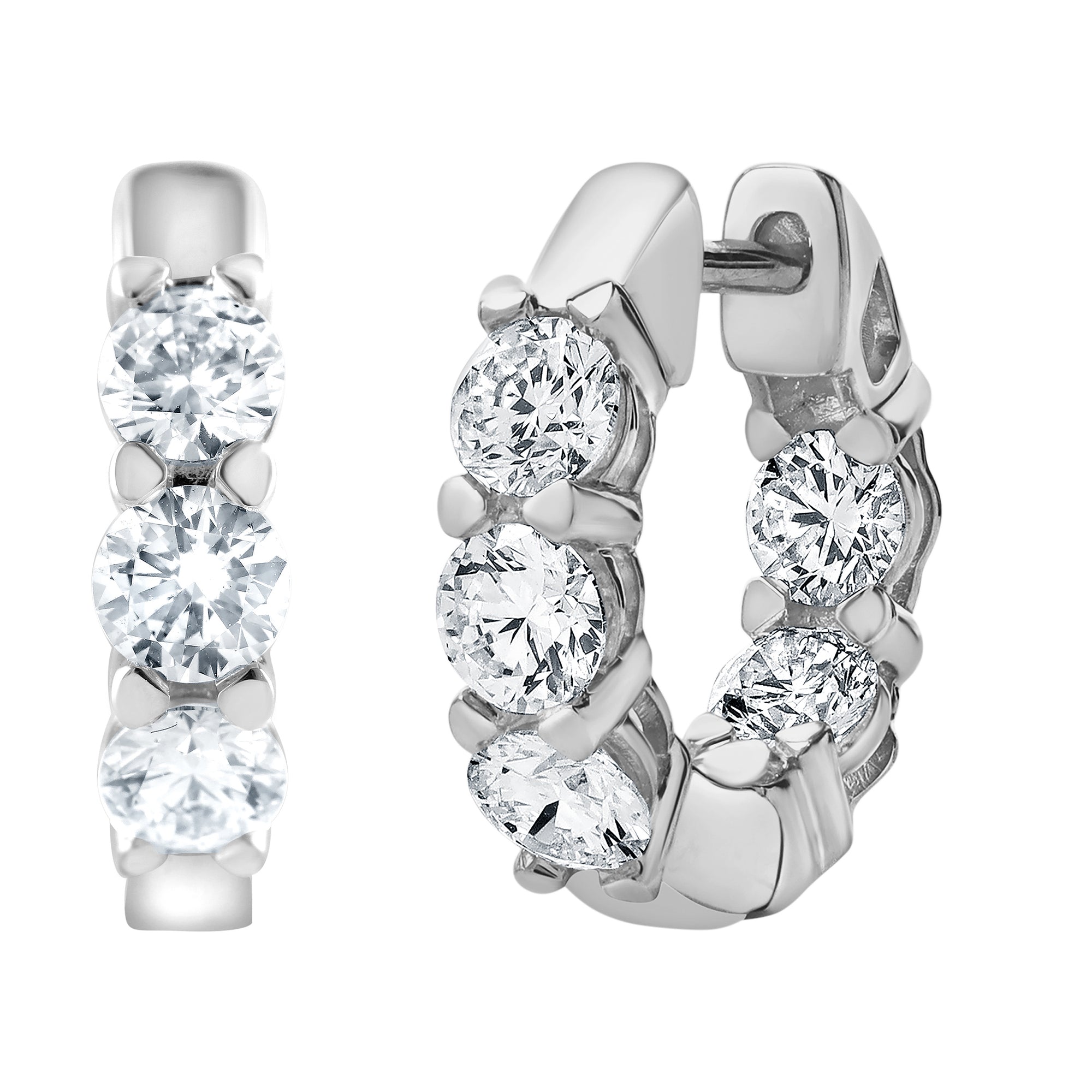 1.75 CT Round Lab-Grown Diamond | Stud Earrings | 14K White Gold