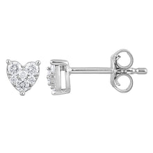 Womens | 0.20 CT Round Cut Lab Grown Diamond | Heart Stud | Sterling Silver | H-I-SI3/I1