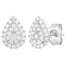 Womens | 0.33 CT Round Cut Lab Grown Diamond | Pear Shaped Stud | Sterling Silver | H-I-SI3/I1
