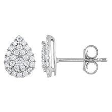 Womens | 0.33 CT Round Cut Lab Grown Diamond | Pear Shaped Stud | Sterling Silver | H-I-SI3/I1