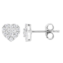 Womens | 0.25 CT Round Cut Lab Grown Diamond | Heart Shaped Stud | Sterling Silver | I-J-I1