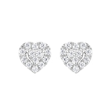 Womens | 0.25 CT Round Cut Lab Grown Diamond | Heart Shaped Stud | Sterling Silver | I-J-I1