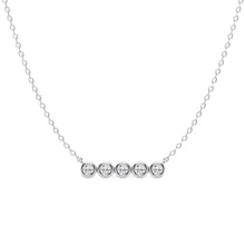 Womens | 0.20 CT Round Cut Lab Grown Accent Diamond | Bar Necklace | Sterling Silver | J-K-I1-I2
