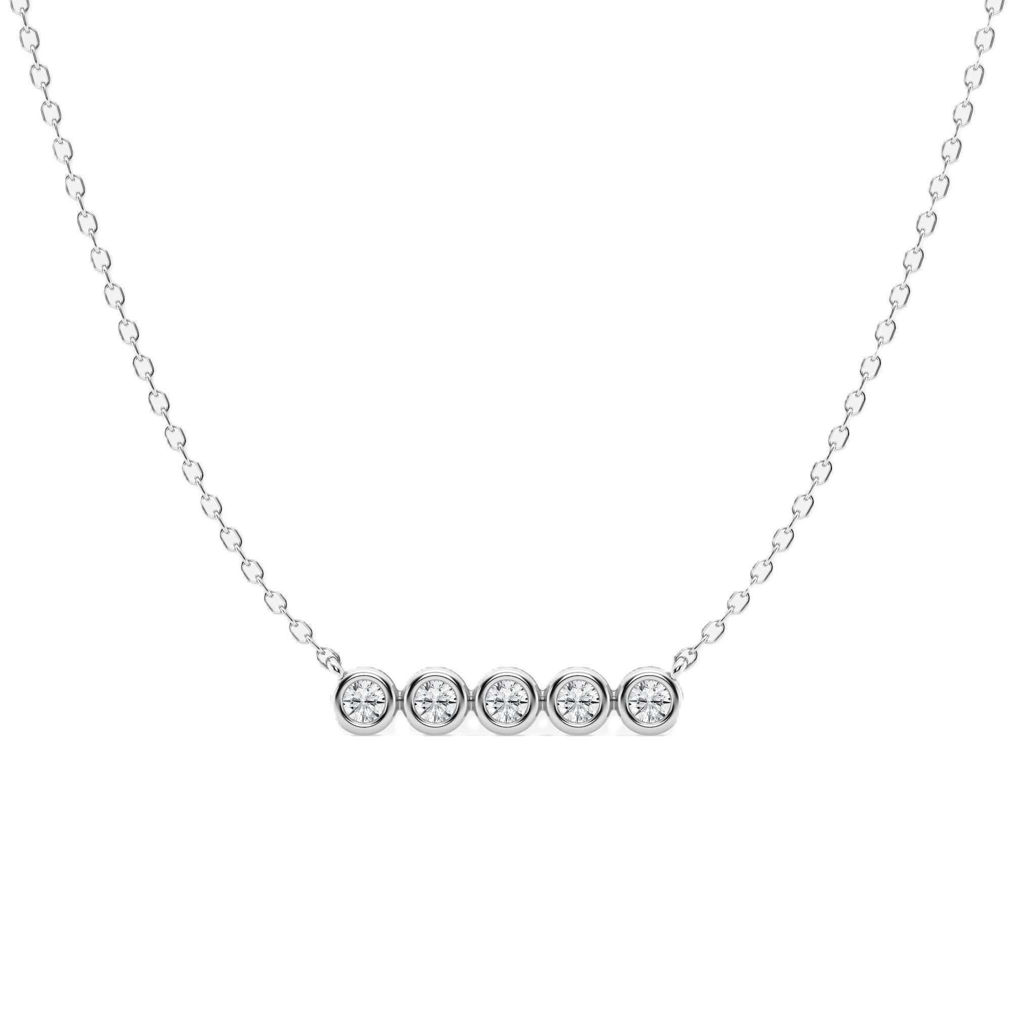 Womens | 0.20 CT Round Cut Lab Grown Accent Diamond | Bar Necklace | Sterling Silver | J-K-I1-I2