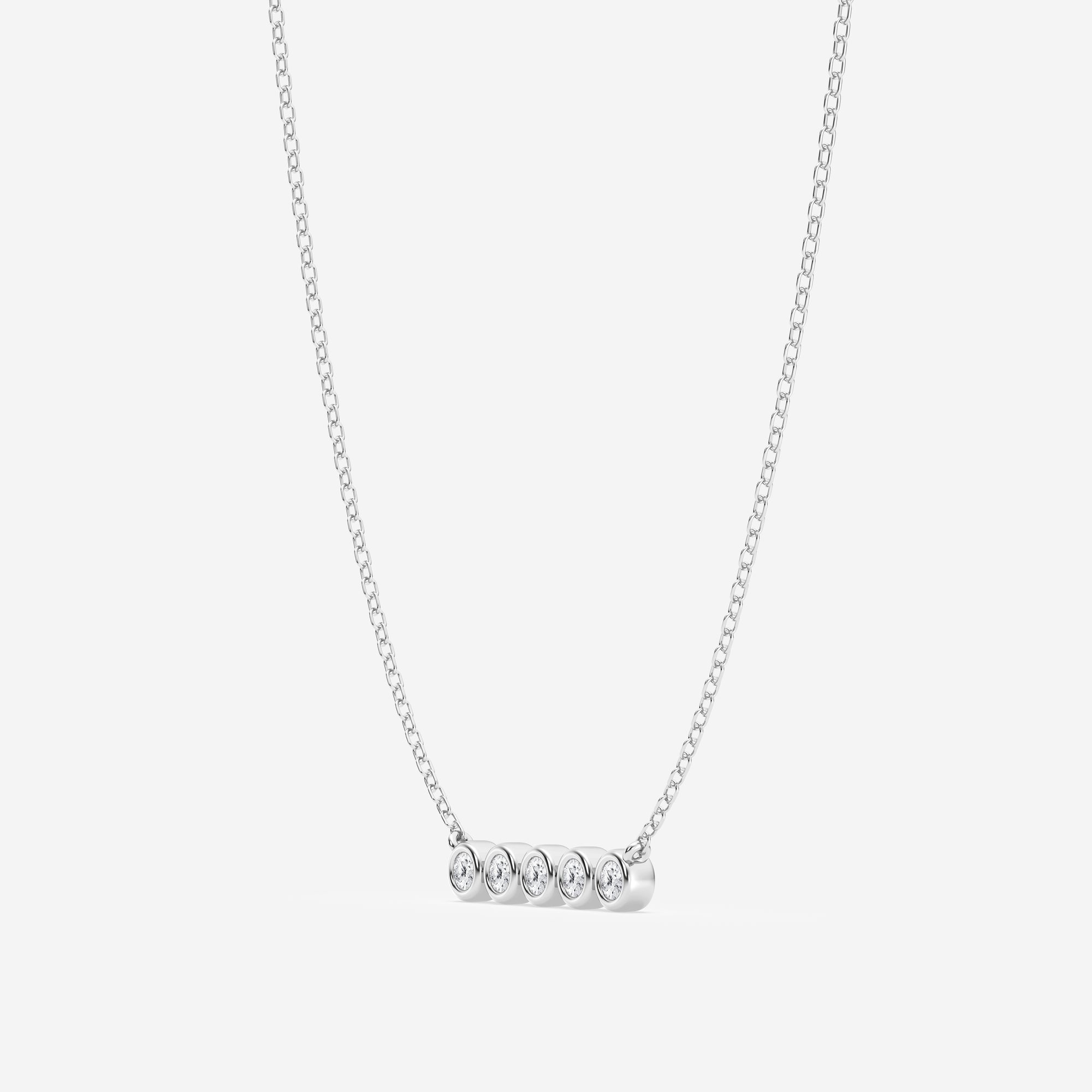 Womens | 0.20 CT Round Cut Lab Grown Accent Diamond | Bar Necklace | Sterling Silver | J-K-I1-I2