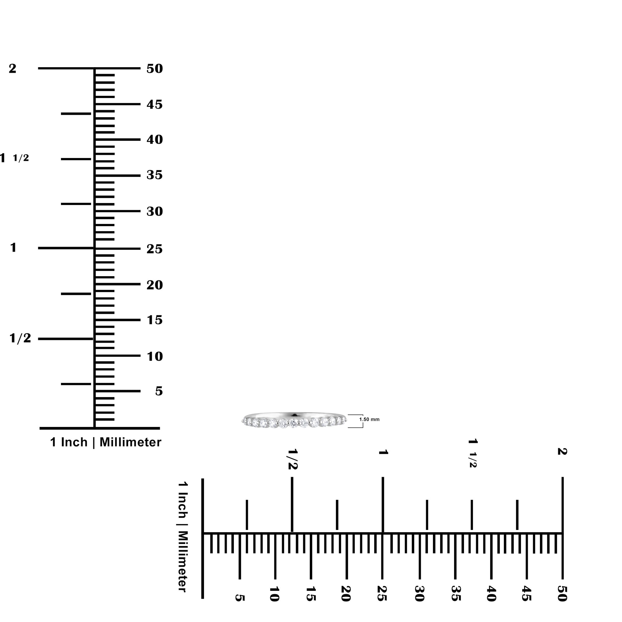 Womens | 0.25 CT Round Cut Lab Grown Accent Diamond | Wedding Band | Sterling Silver | H-I-SI3/I1