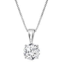 Womens | 0.75 CT Round Cut Lab Grown Accent Diamond | Solitaire Pendant Necklace | 14K White Gold | I-I1