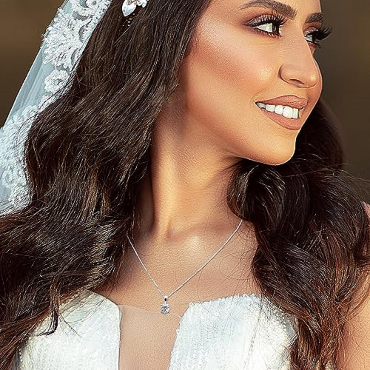 Womens | 0.75 CT Round Cut Lab Grown Accent Diamond | Solitaire Pendant Necklace | 14K White Gold | I-I1