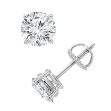 Womens | 2.00 CT Round Cut Lab Grown Diamond | Solitaire Stud | Sterling Silver | J-SI2/I1