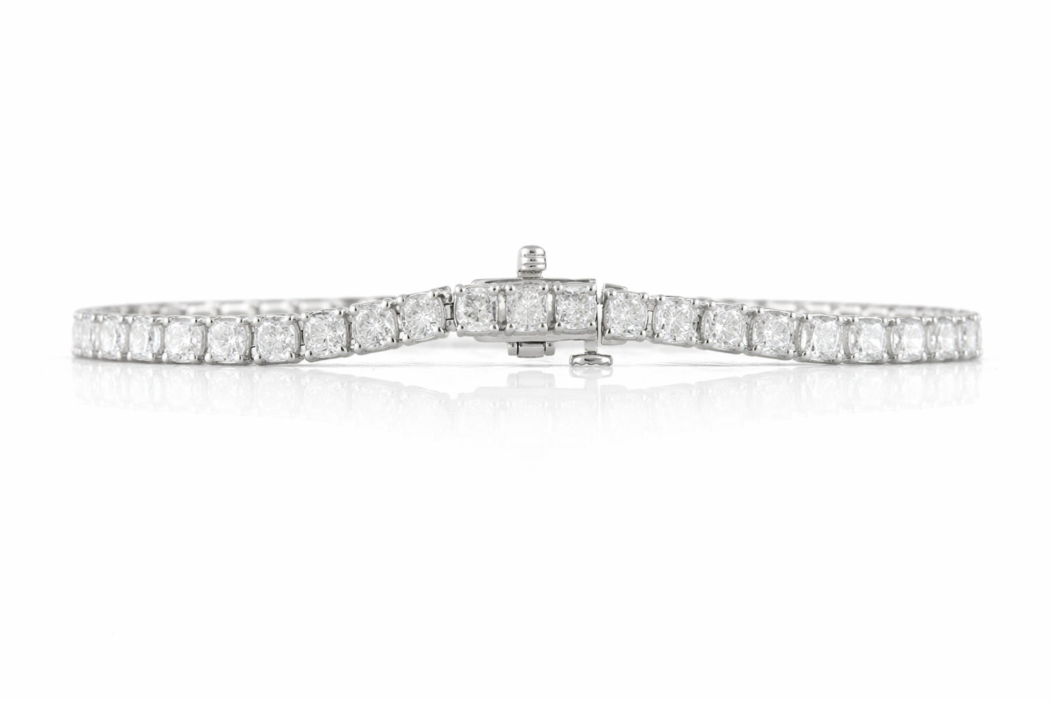 8.25 CT Cushion Lab-Grown Diamond | Tennis Bracelet | 14K White Gold | G Color | VS-I Clarity