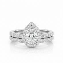 3.00 CT Pear/Round Lab-Grown Diamond | Bridal Set Ring | 14K White Gold | G Color | VS Clarity