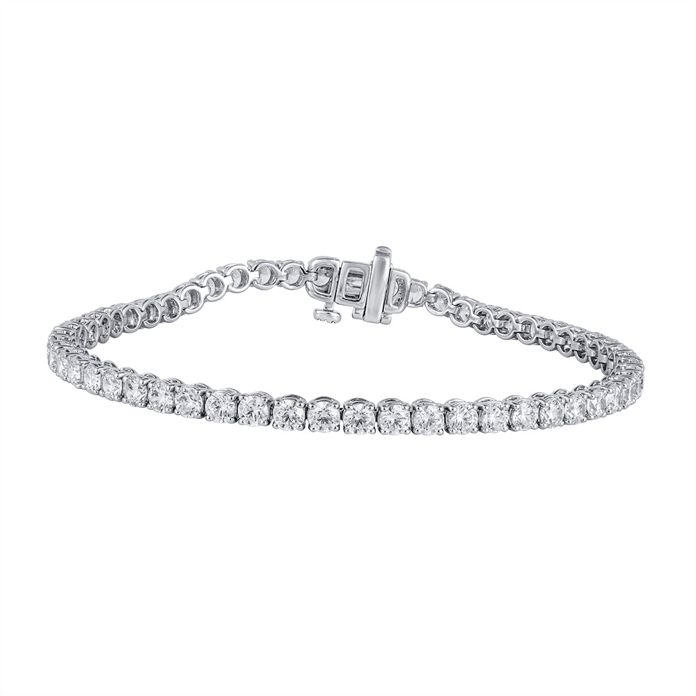 Womens | 5.00 CT Round Cut Lab Grown Accent Diamond | Tennis Bracelet - 7in | Sterling Silver | G-SI