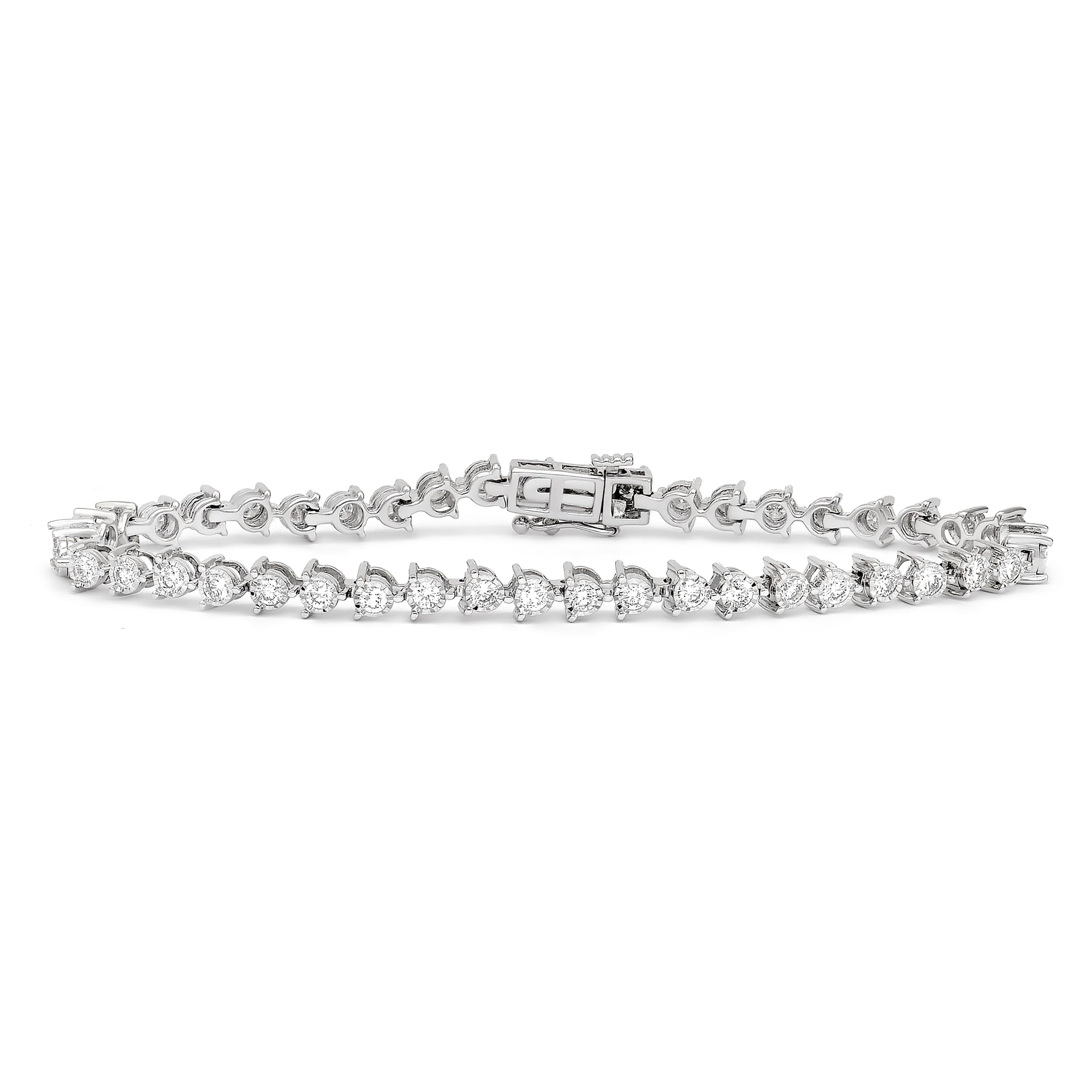 Womens | 2.00 CT Round Cut Lab Grown Accent Diamond | Martini Tennis Bracelet | Sterling Silver | G-SI