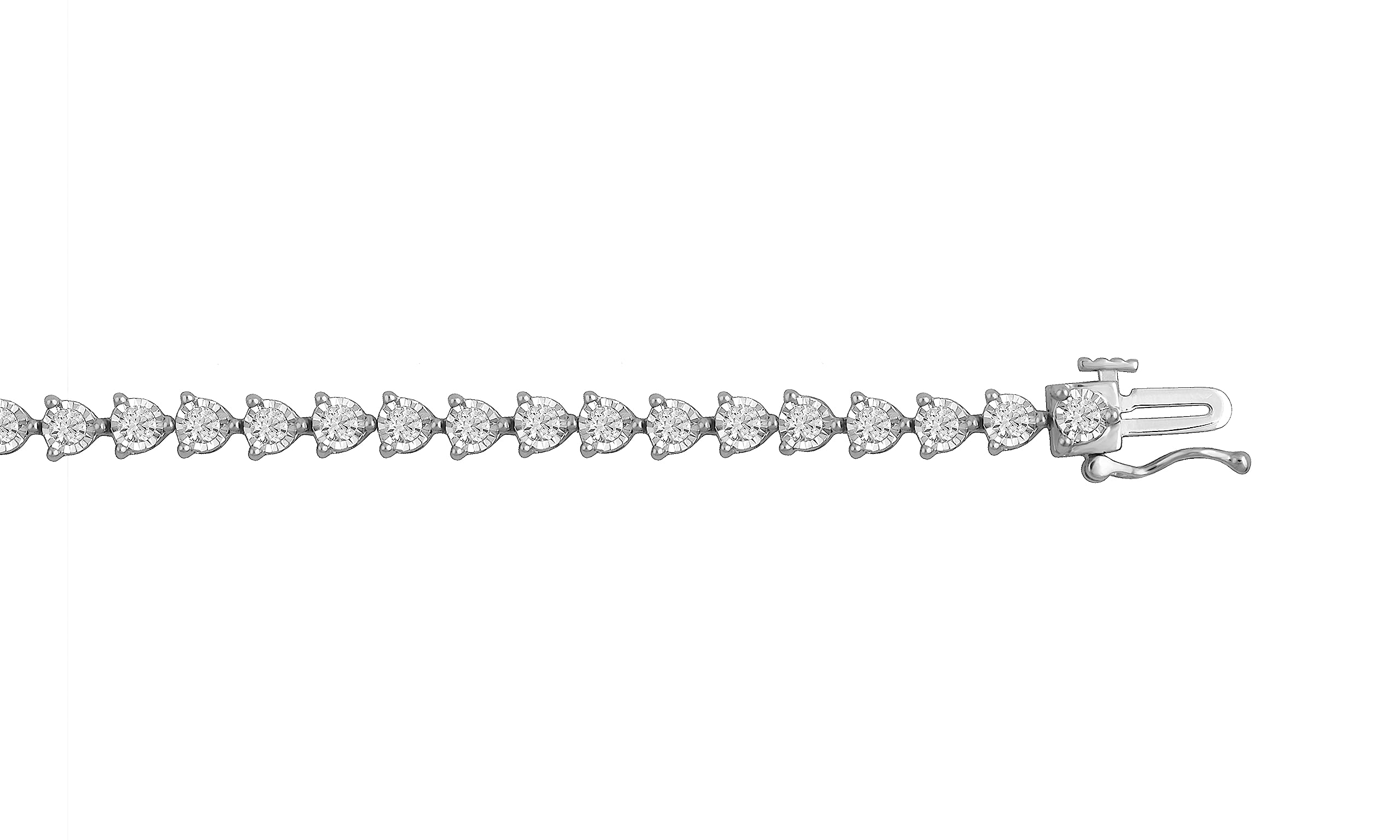 Womens | 2.00 CT Round Cut Lab Grown Accent Diamond | Martini Tennis Bracelet | Sterling Silver | G-SI
