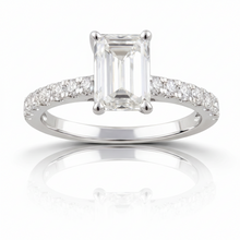 2.50 CT Emerald/Round Lab-Grown Diamond | Solitaire Ring | 14K White Gold | G Color | VS Clarity