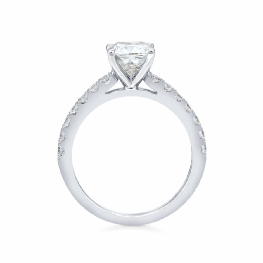 2.50 CT Cushion/Round Lab-Grown Diamond | Engagement Ring | 14K White Gold | G Color | VS Clarity