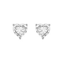 Womens | 0.10 CT Round Cut Lab Grown Diamond | Heart Shaped Stud Earrings | Sterling Silver | I-I1