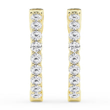 Womens | 1.00 CT Round Cut Lab Grown Diamond | Inside Out Hoop | Yellow Gold Flashed Silver | H-VS