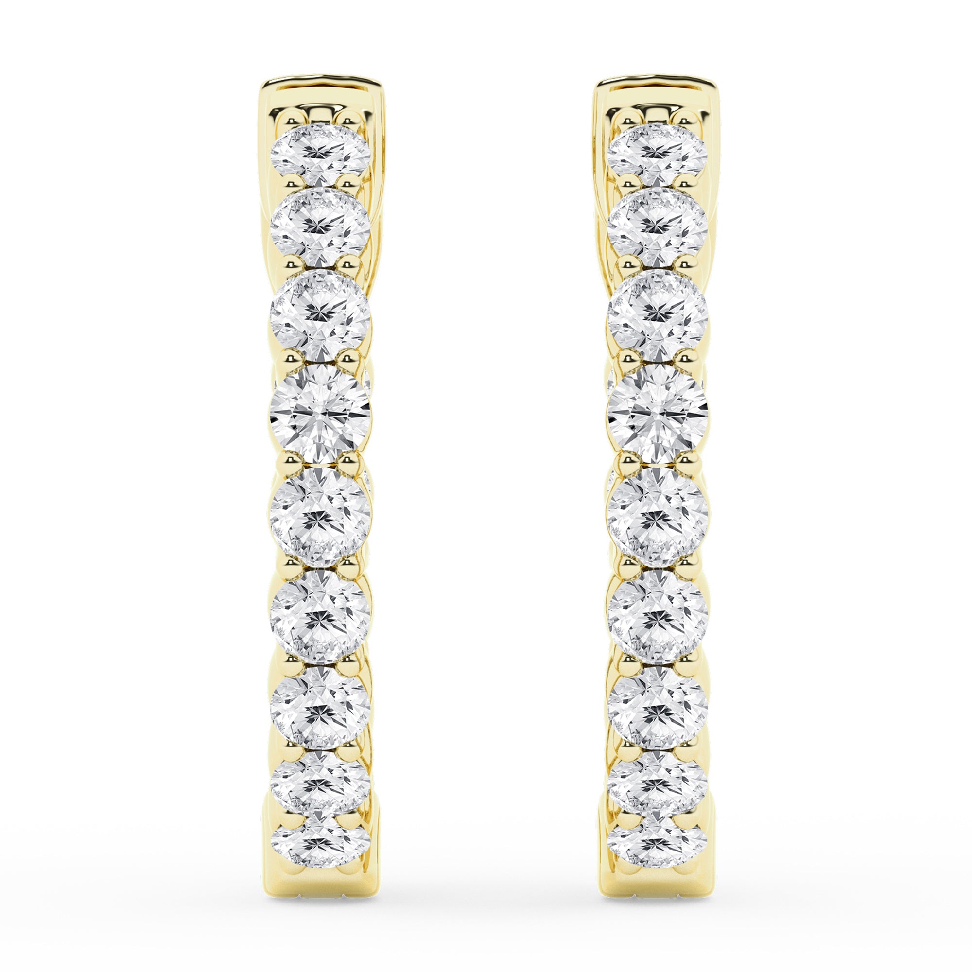 Womens | 1.00 CT Round Cut Lab Grown Diamond | Inside Out Hoop | Yellow Gold Flashed Silver | H-VS