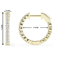 Womens | 1.00 CT Round Cut Lab Grown Diamond | Inside Out Hoop | Yellow Gold Flashed Silver | H-VS
