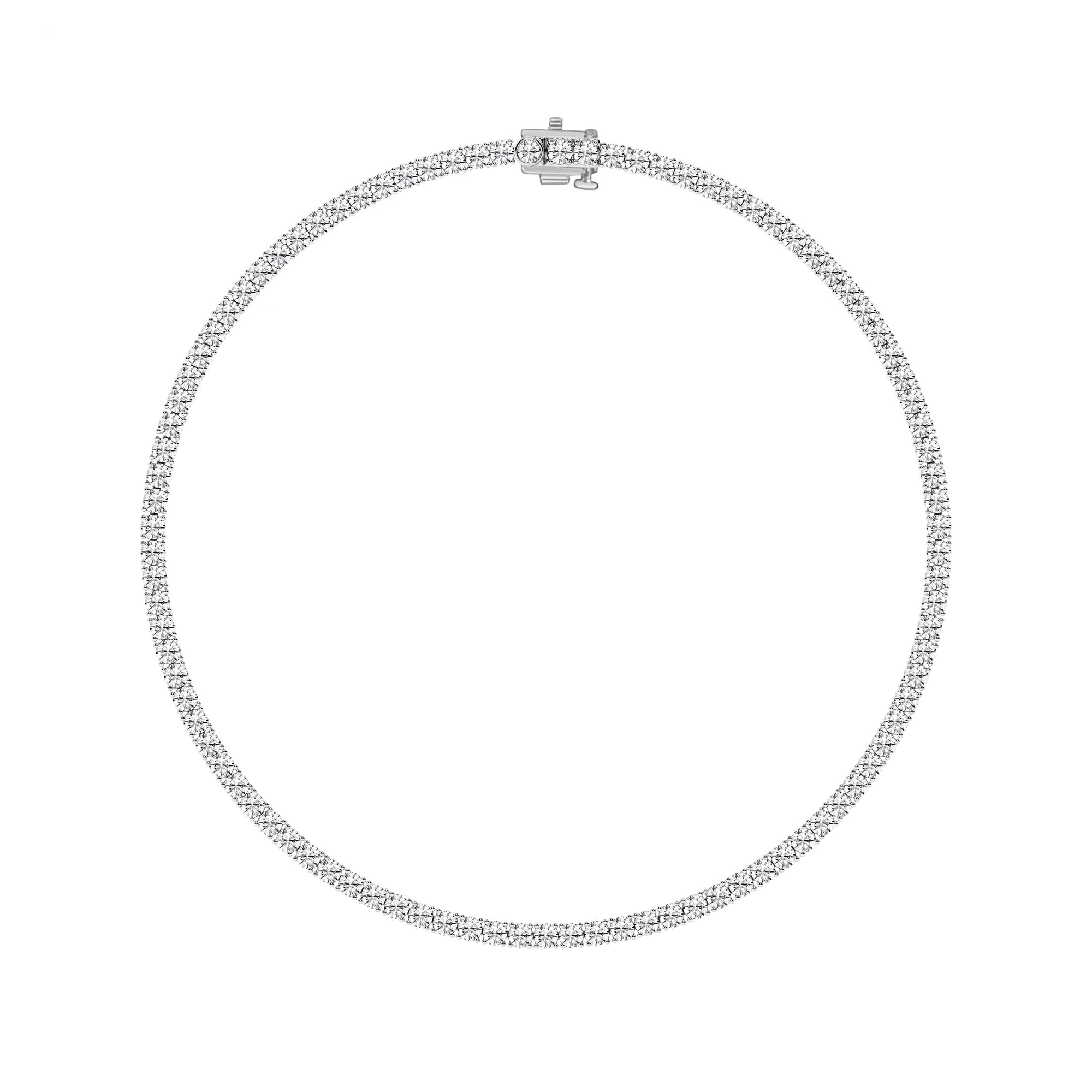 Womens | 10.00 CT Round Cut Lab Grown Diamond | Tennis Necklace | Sterling Silver | G-SI