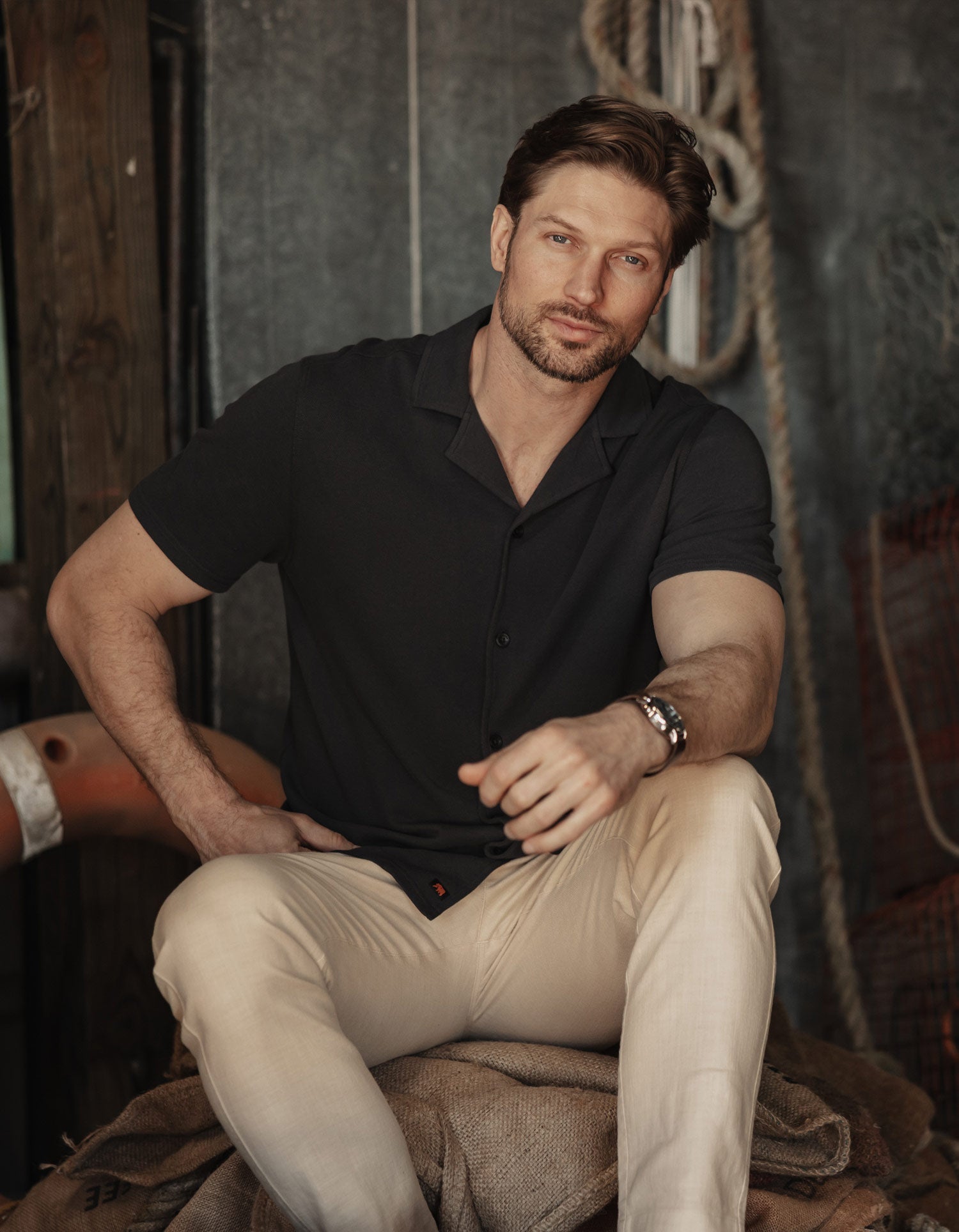 Men | Cotton Pique Camp Shirt | Phantom