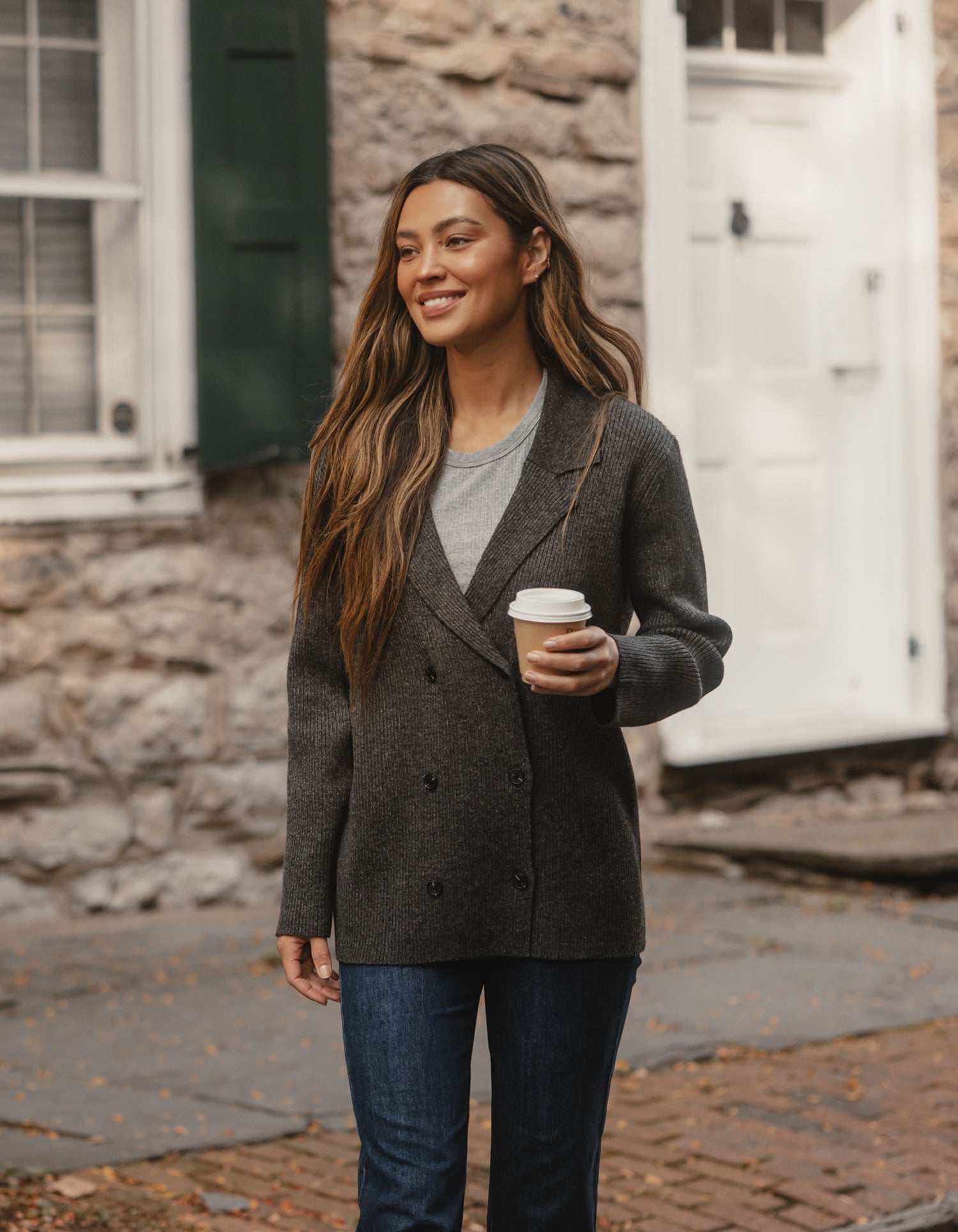 Women | Dillon Knit Blazer | Charcoal