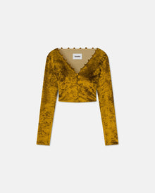 Womens | Linna Crushed Velvet Top | Curry Crushed Velvet