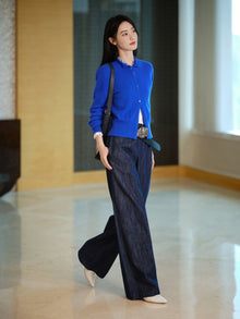 Cashmere Jacquard Knit Top | Blue