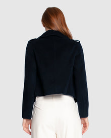 Women | Love Me Now Wool Blend Military Style Coat | Navy